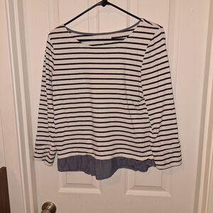 Per Se Women's Large Striped Top